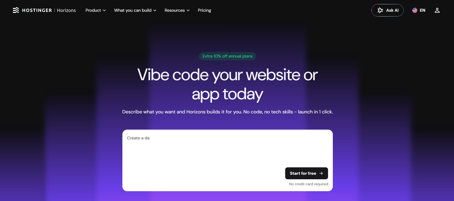 Hostinger Horizons screenshot