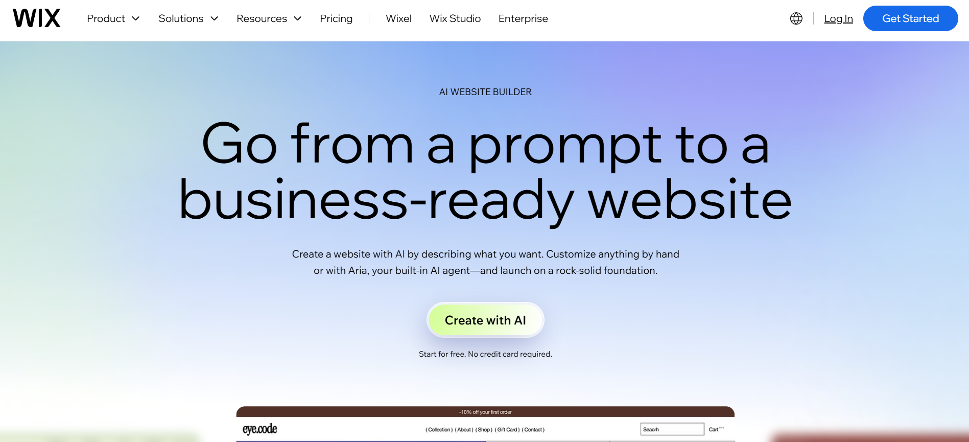 Wix AI screenshot